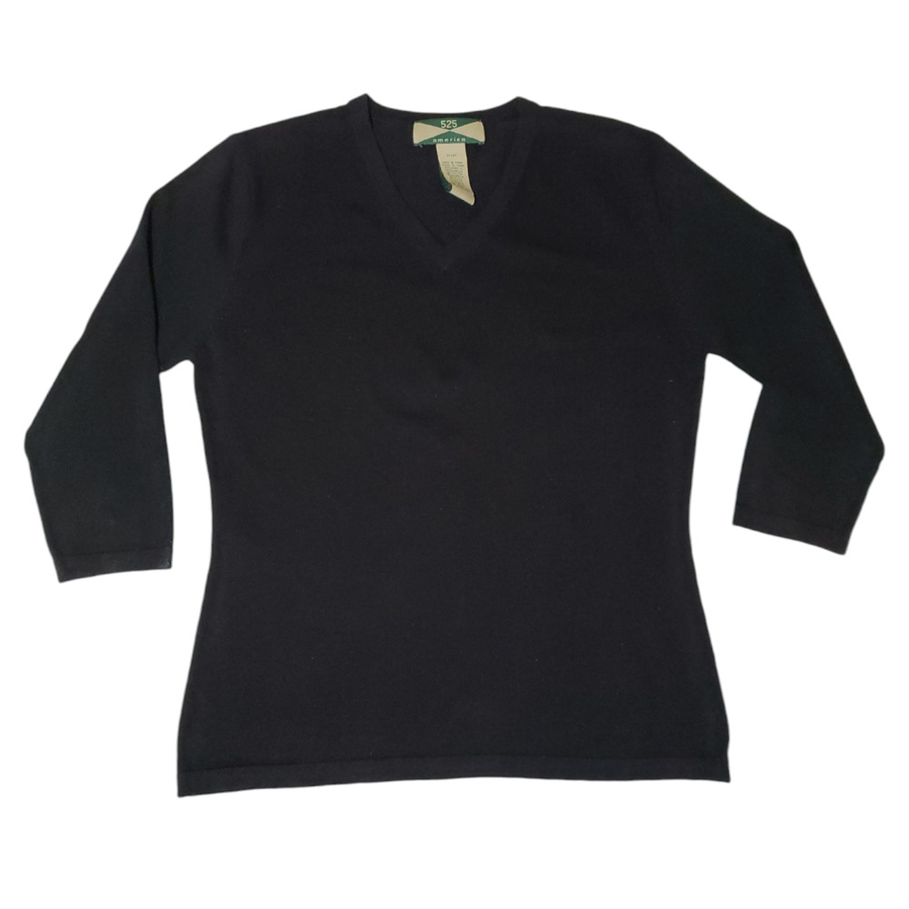 525 America Black Women's 3/4-sleeved Pullover Sweater Size Medium